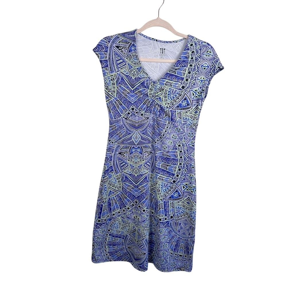 Title Nine Blue Geometric Athletic Dress XS Stretch Comfort Casual Travel Active